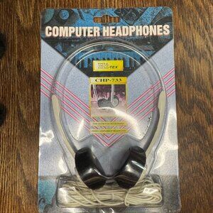 Vintage 1980s Computer 3.5mm Stereo Plug Headphones Audioworks Hi-Tex CHP-733